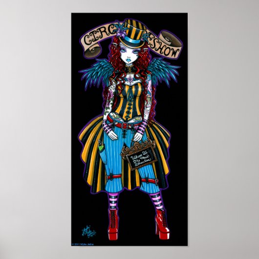 "Layla" Steampunk Circus Tattoo Sideshow Poster (Voorkant)