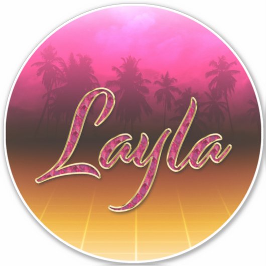 Layla Vorname Name golden pink Aufkleber Sticker (Voorkant)