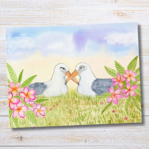 Laysan Albatros met Roze Plumeria Briefkaart