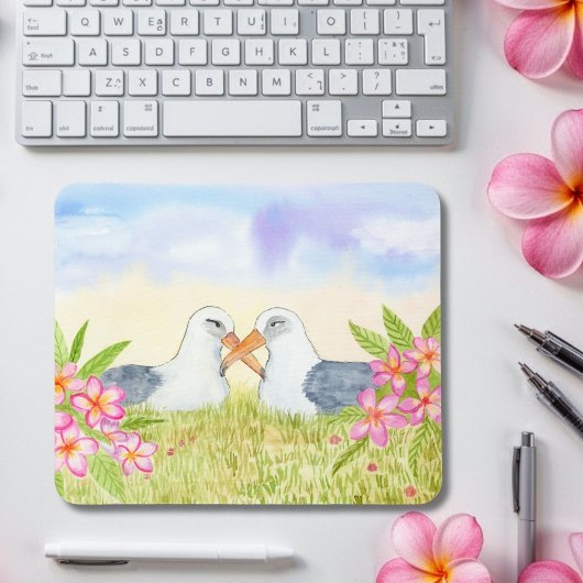 Laysan Albatros met Roze Plumeria's Muismat