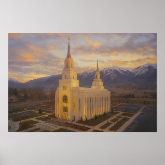 Layton Utah Tempel Schildering™ LDS Kunst aan de W Poster (Voorkant)