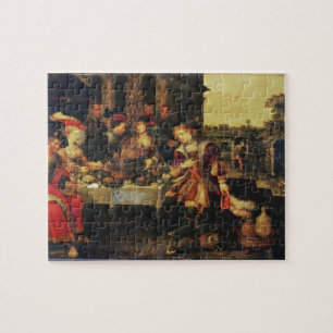 Lazarus aan de Rich Man' tafel, 1618 (olie op de k Legpuzzel