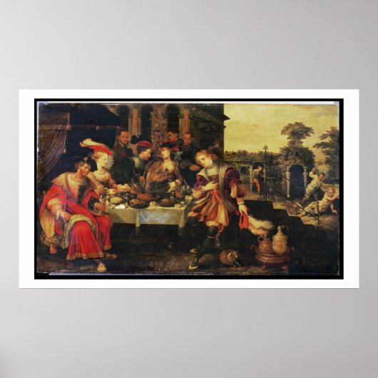 Lazarus aan de Rich Man' tafel, 1618 (olie op de k Poster (Voorkant)