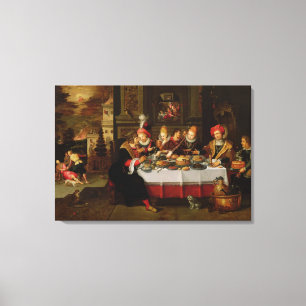 Lazarus en de Rich Man Table Canvas Afdruk