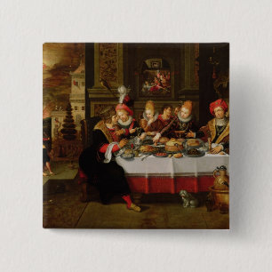 Lazarus en de Rich Man Table Vierkante Button 5,1 Cm