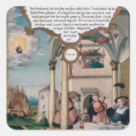 Lazarus en de Rich Man Table Vierkante Sticker (Voorkant)
