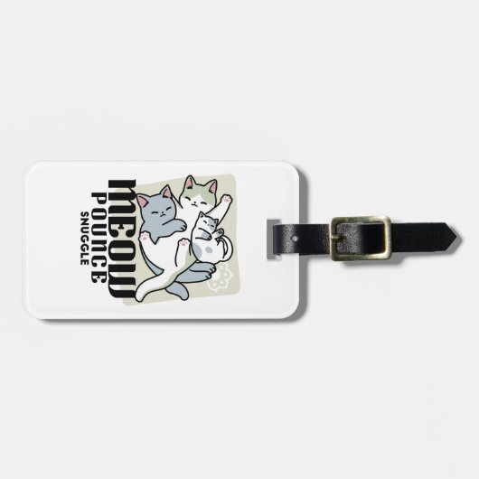 Laze Furr Days - Schattige Lazy Cats Design Bagagelabel (Voorkant horizontaal)