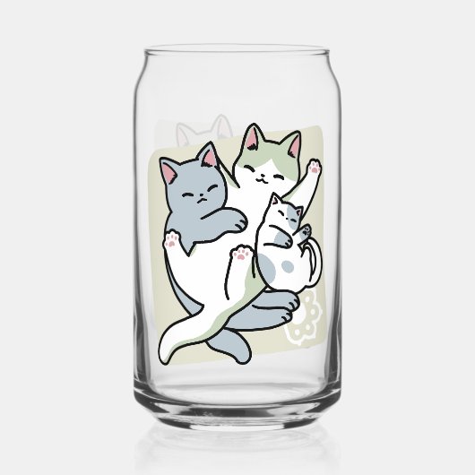 Laze Furr Days - Schattige Lazy Cats Design Blikvorm Glas (Voorkant)