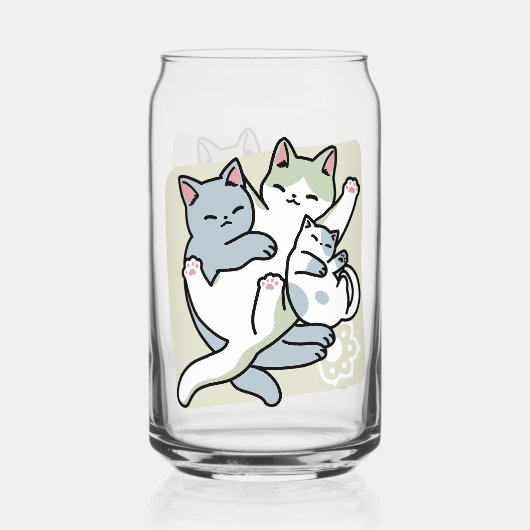 Laze Furr Days - Schattige Lazy Cats Design Blikvorm Glas (Achterkant)