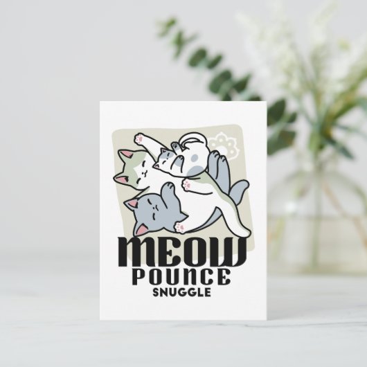 Laze Furr Days - Schattige Lazy Cats Design Briefkaart (Staand voorkant)