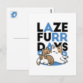Laze Furr Days - Schattige Lazy Cats Design Briefkaart (Voorkant / Achterkant)