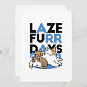 Laze Furr Days - Schattige Lazy Cats Design Feestdagenkaart (Voorkant / Achterkant)