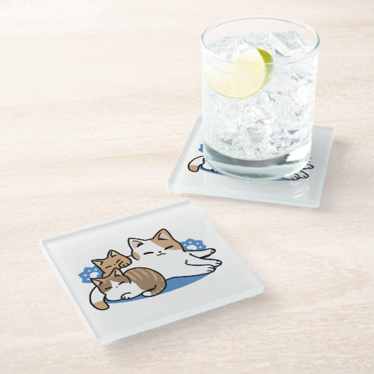 Laze Furr Days - Schattige Lazy Cats Design Glazen Onderzetter (Schuin)