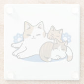 Laze Furr Days - Schattige Lazy Cats Design Glazen Onderzetter (Achterkant)