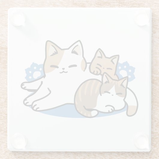 Laze Furr Days - Schattige Lazy Cats Design Glazen Onderzetter (Achterkant)