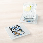 Laze Furr Days - Schattige Lazy Cats Design Glazen Onderzetter (Schuin)