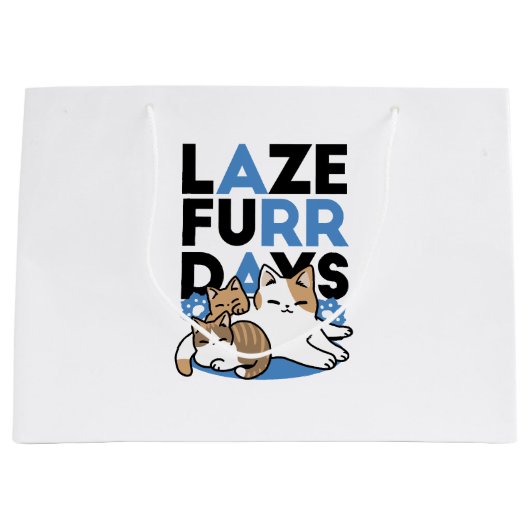 Laze Furr Days - Schattige Lazy Cats Design Groot Cadeauzakje (Voorkant)