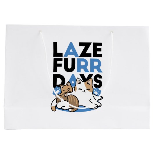 Laze Furr Days - Schattige Lazy Cats Design Groot Cadeauzakje (Achterkant)