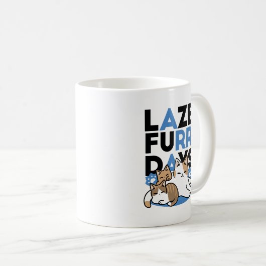 Laze Furr Days - Schattige Lazy Cats Design Koffiemok (Voorkant rechts)