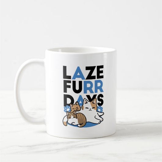 Laze Furr Days - Schattige Lazy Cats Design Koffiemok (Links)