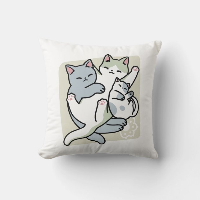 Laze Furr Days - Schattige Lazy Cats Design Kussen (Voorkant)
