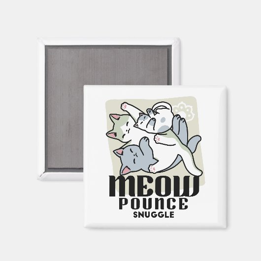 Laze Furr Days - Schattige Lazy Cats Design Magneet (Voorkant / Achterkant)