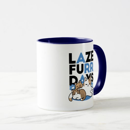 Laze Furr Days - Schattige Lazy Cats Design Mok (Voorkant rechts)