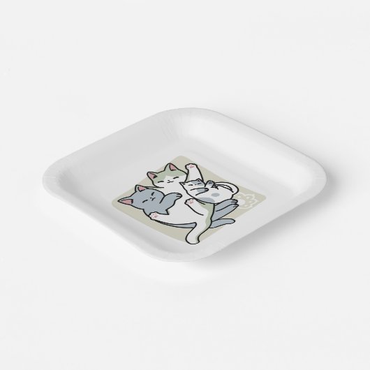 Laze Furr Days - Schattige Lazy Cats Design Papieren Bordje (Gebogen)