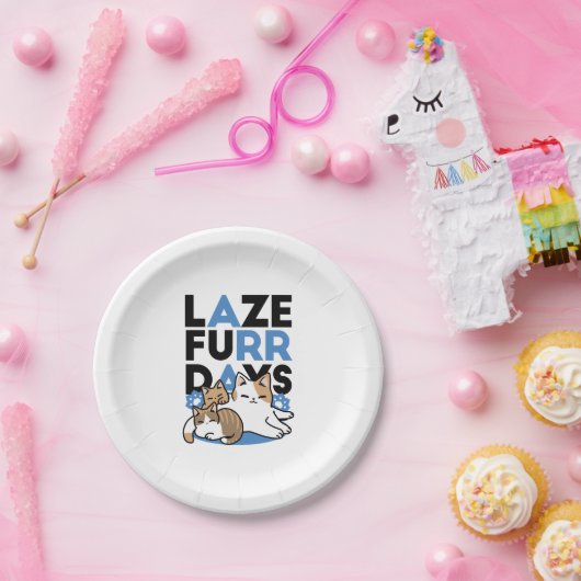 Laze Furr Days - Schattige Lazy Cats Design Papieren Bordje (Feest)