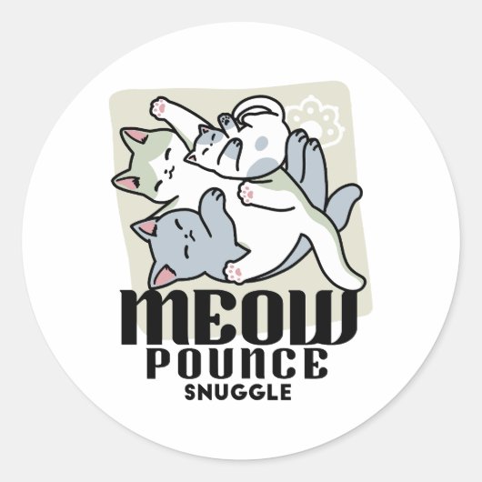 Laze Furr Days - Schattige Lazy Cats Design Ronde Sticker (Voorkant)