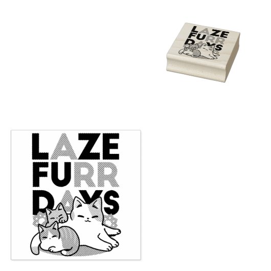 Laze Furr Days - Schattige Lazy Cats Design Rubberstempel (Gestempeld)