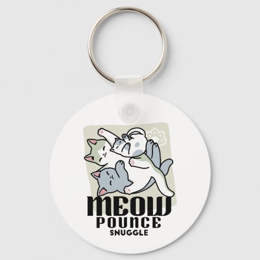 Laze Furr Days - Schattige Lazy Cats Design Sleutelhanger (Voorkant)