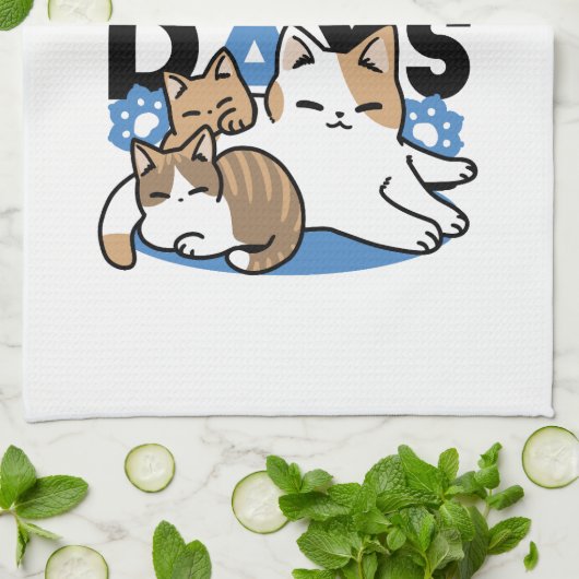 Laze Furr Days - Schattige Lazy Cats Design Theedoek (Gevouwen)