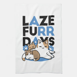 Laze Furr Days - Schattige Lazy Cats Design Theedoek