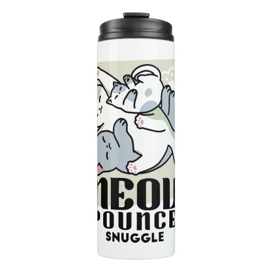 Laze Furr Days - Schattige Lazy Cats Design Thermosbeker (Voorkant)