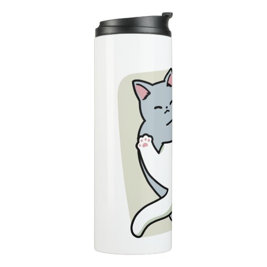 Laze Furr Days - Schattige Lazy Cats Design Thermosbeker (Gedraaid links)