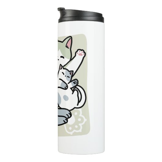 Laze Furr Days - Schattige Lazy Cats Design Thermosbeker (Geroteerd rechts)