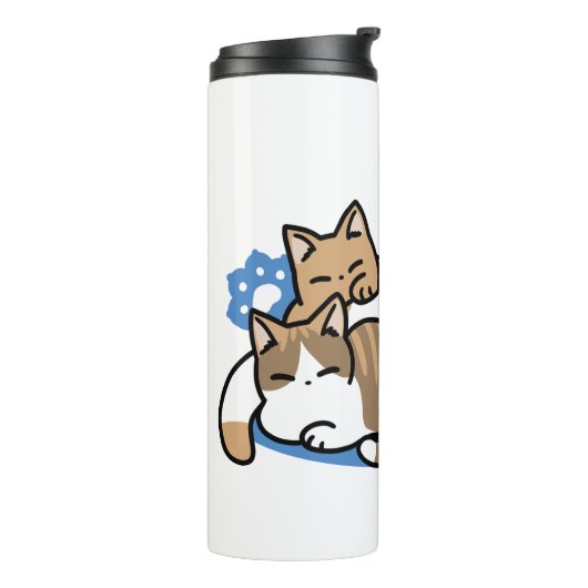 Laze Furr Days - Schattige Lazy Cats Design Thermosbeker (Gedraaid links)