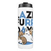 Laze Furr Days - Schattige Lazy Cats Design Thermosbeker (Voorkant)