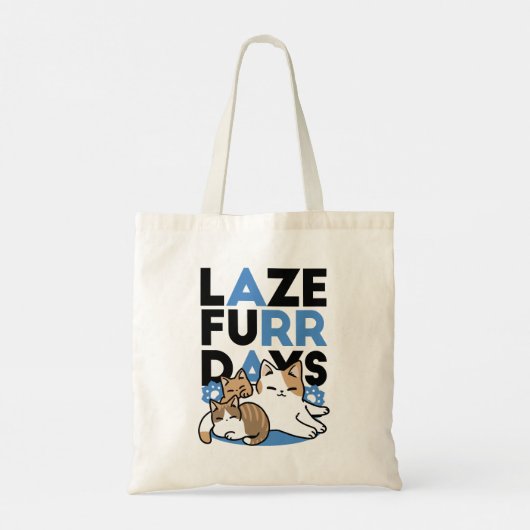 Laze Furr Days - Schattige Lazy Cats Design Tote Bag (Achterkant)