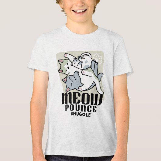 Laze Furr Days - Schattige Lazy Cats Design Tri-Blend Shirt (Voorkant)