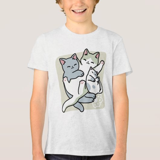 Laze Furr Days - Schattige Lazy Cats Design Tri-Blend Shirt (Voorkant)