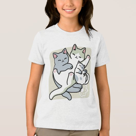 Laze Furr Days - Schattige Lazy Cats Design Tri-Blend Shirt (Voorkant)