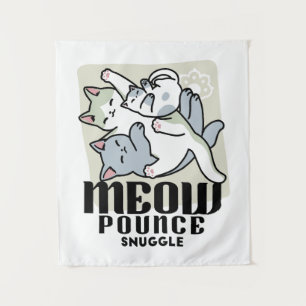 Laze Furr Days - Schattige Lazy Cats Design Wandkleed