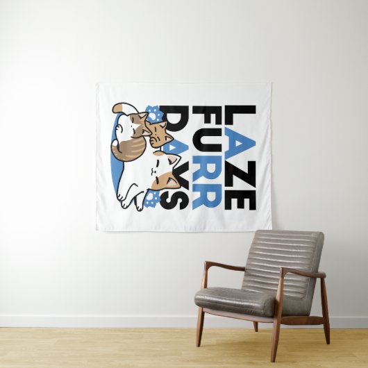 Laze Furr Days - Schattige Lazy Cats Design Wandkleed (In Situ (horizontaal))
