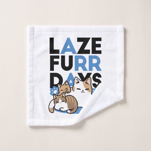 Laze Furr Days - Schattige Lazy Cats Design Washandje (Wasdoekje)