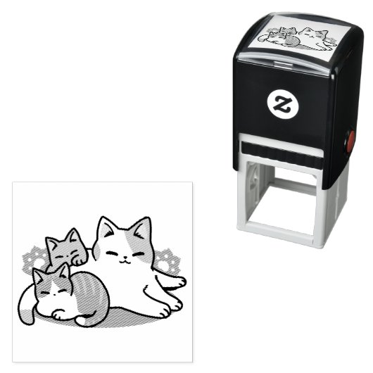 Laze Furr Days - Schattige Lazy Cats Design Zelfinktende Stempel (In situ)