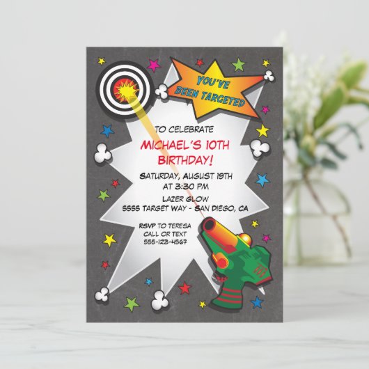 Lazer Label verjaardagsfeestje Kaart (Staand voorkant)