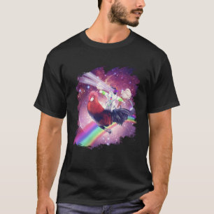 Lazer Rave Space Kat Rijden Kip Met Ijs Cream T-shirt