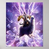Lazer Warrior Space Cat Riding Llama met Taco Poster (Voorkant)